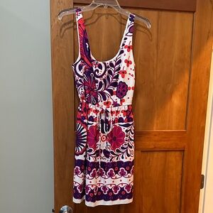 Trina Turk White Mini Dress with Pink & Purple Floral Print